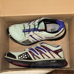 Salomon White and Blue Athletic Shoes for Trail Running